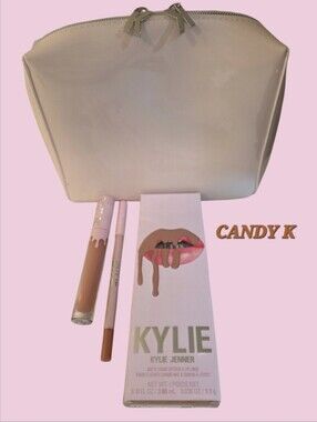 Kylie Jenner Matte Liquid Lipstick&Liner Kit .10z&.038z Candy K +Bonus Pink Bag